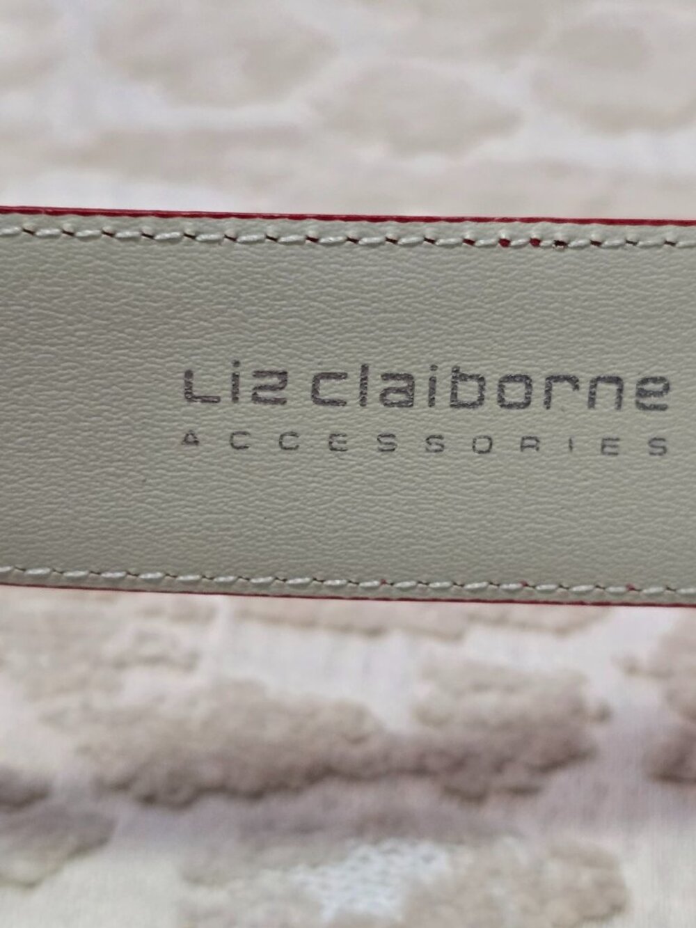 Liz Claiborne Womens L Red Leather Belt Gold and Silver Tone Buckle 1991 - Picture 6 of 11